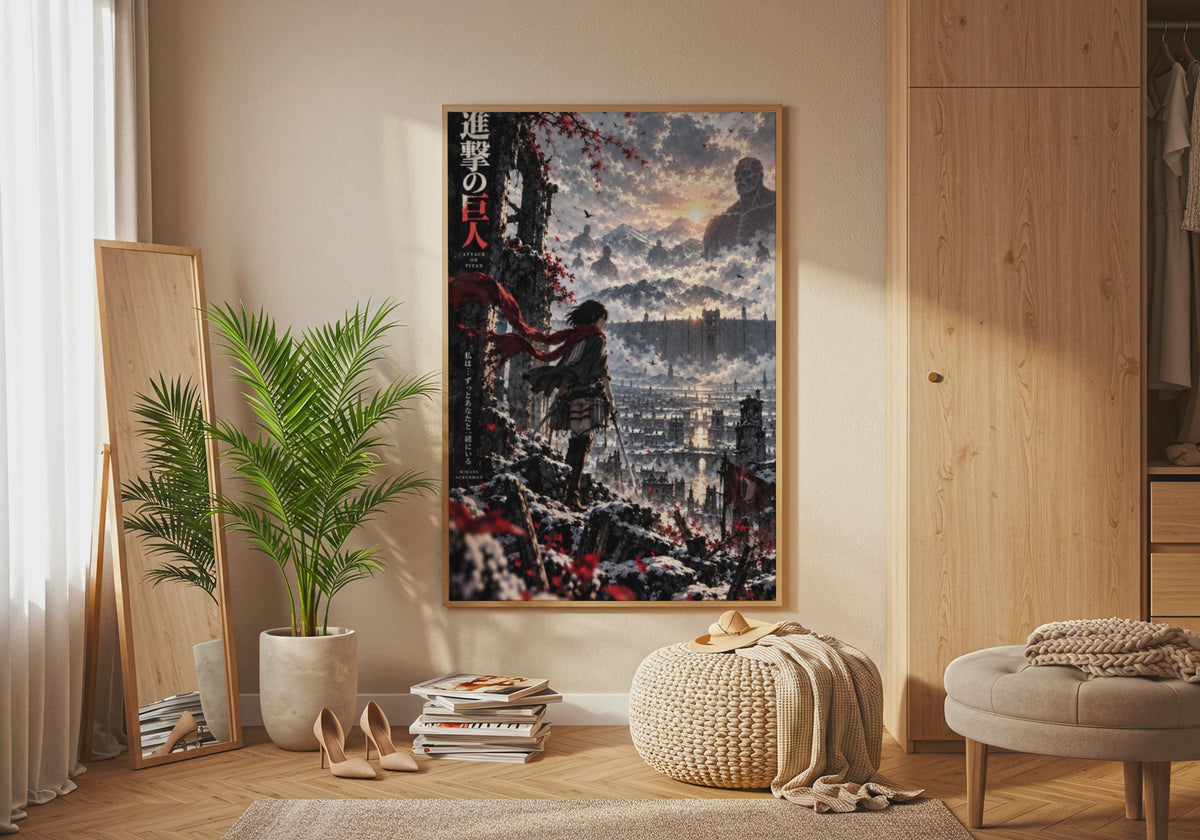 Mikasa Ackerman Attack on Titan Poster, AOT Anime Wall Art, Purple Cry Dark Print