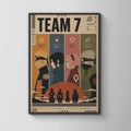 Team 7 Naruto Anime Poster, Retro Minimalist Wall Art, Kakashi Sakura Sasuke Print