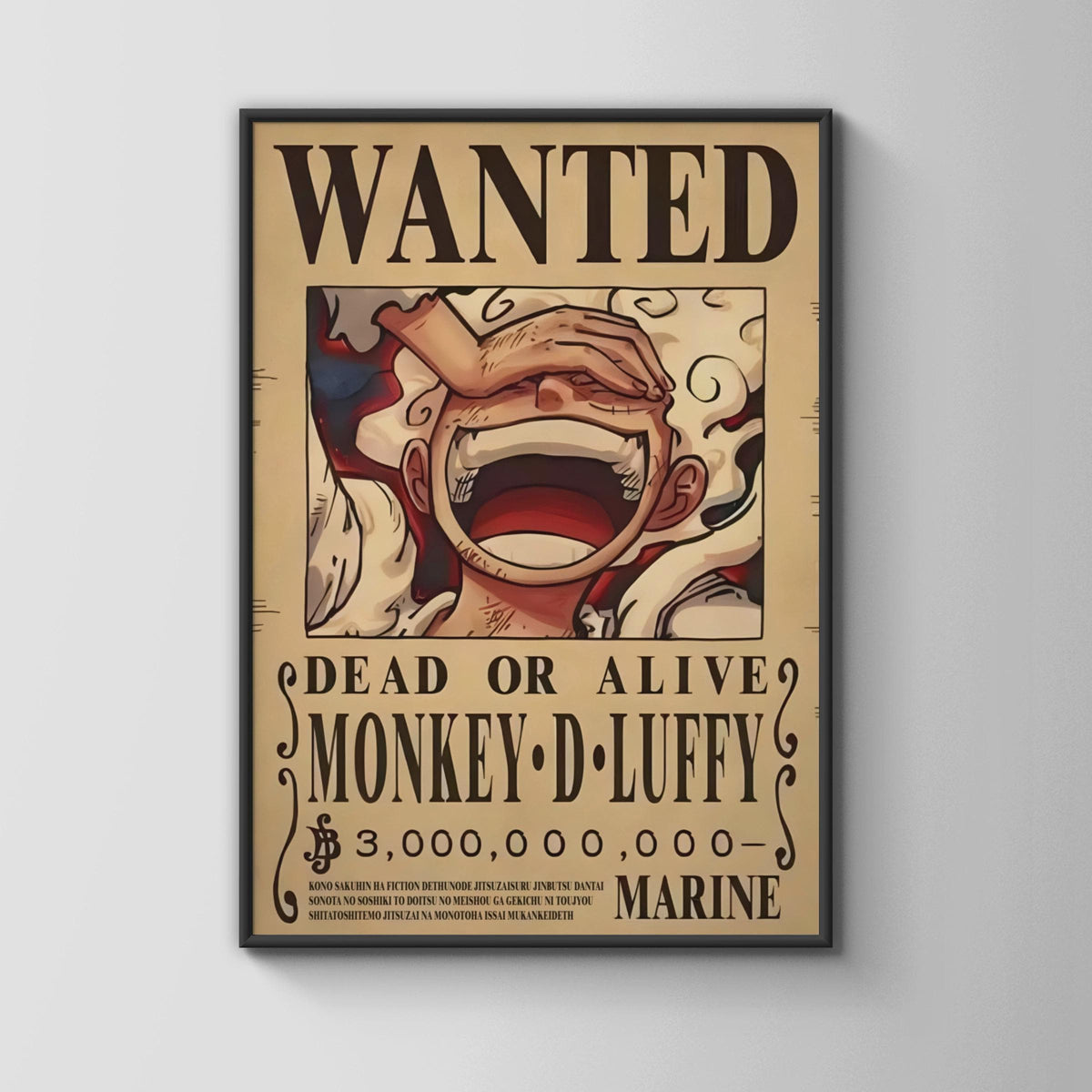 Luffy Gear 5 Wanted Poster, One Piece Anime Wall Art, Manga Print, Pirate Decor