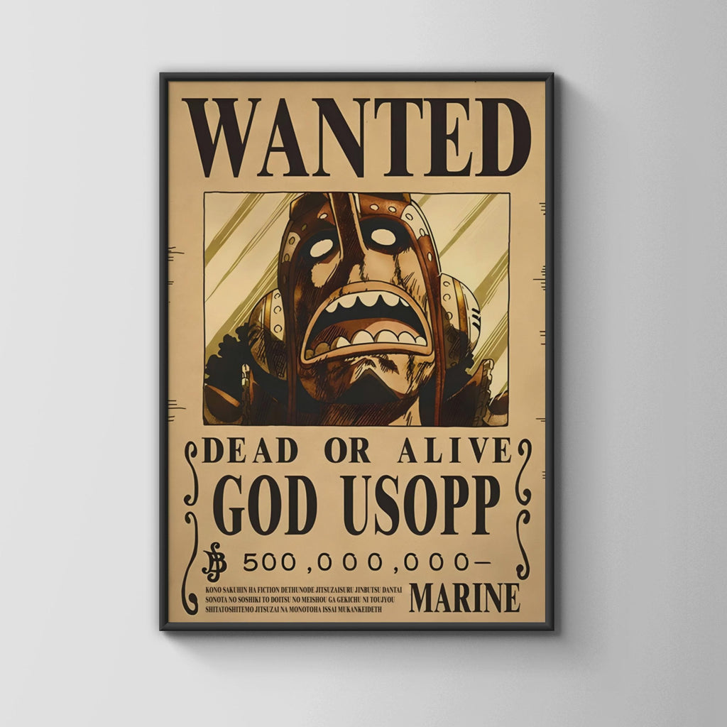 God Usopp Wanted Poster, One Piece Anime Wall Art, Manga Print, Pirate Decor