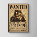 God Usopp Wanted Poster, One Piece Anime Wall Art, Manga Print, Pirate Decor