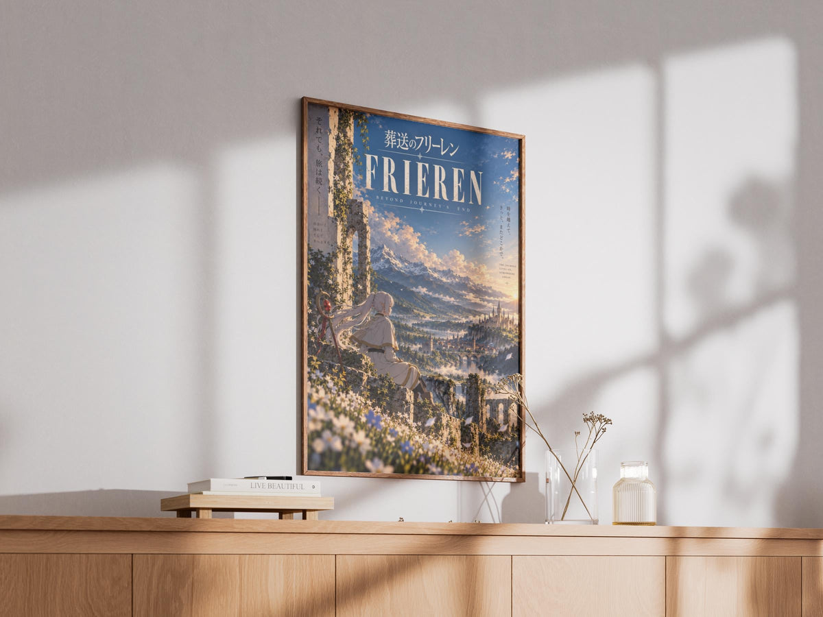 Frieren Beyond Journey's End Anime Poster, Elf Mage Fantasy Wall Art Print