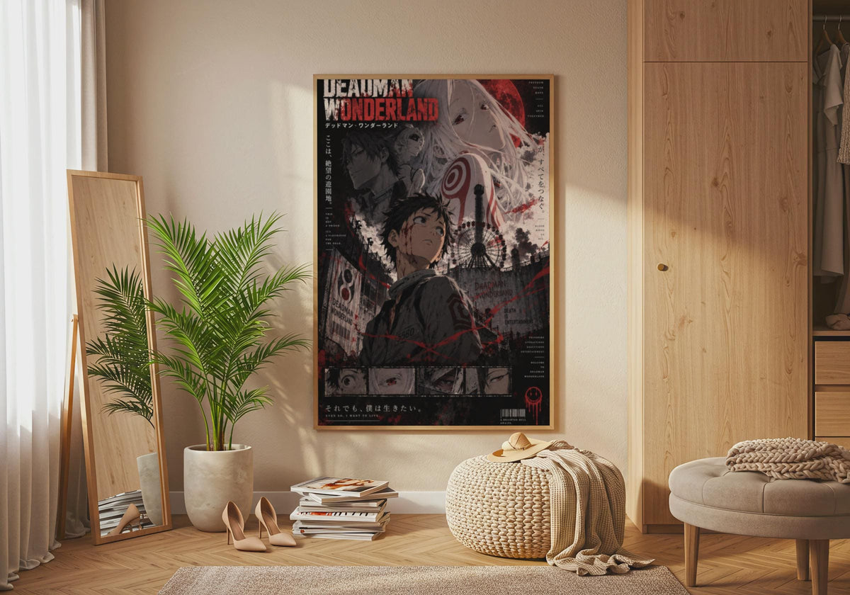 Deadman Wonderland Anime Poster, Dark Purple Red Wall Art, Manga Print Gift