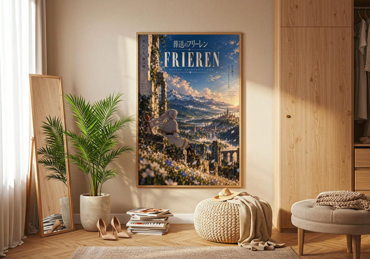Frieren Beyond Journey's End Anime Poster, Elf Mage Fantasy Wall Art Print