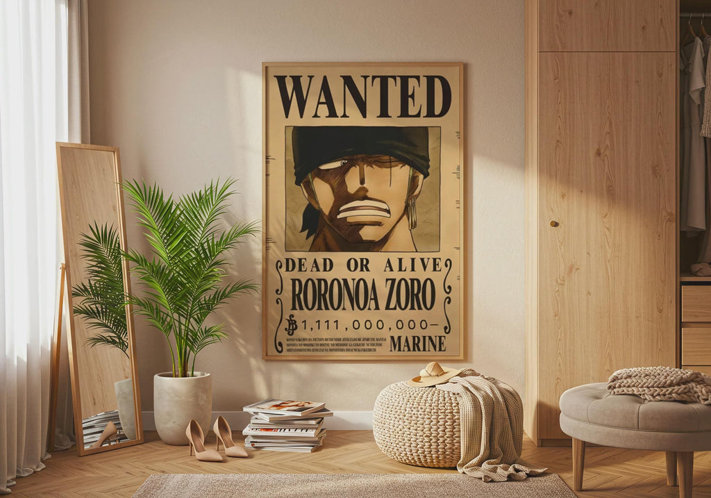 Roronoa Zoro Wanted Poster, One Piece Anime Wall Art, Bounty Print, Manga Decor