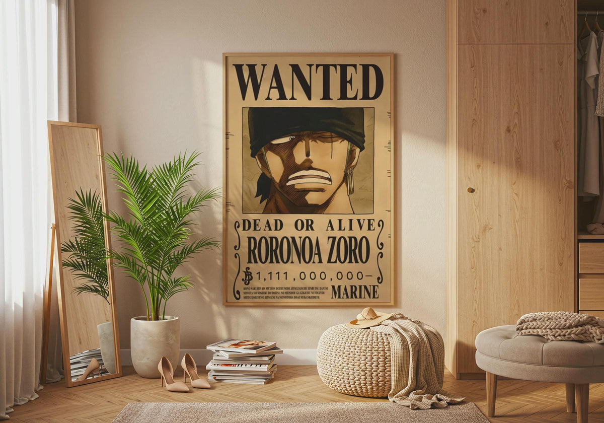 Roronoa Zoro Wanted Poster, One Piece Anime Wall Art, Bounty Print, Manga Decor
