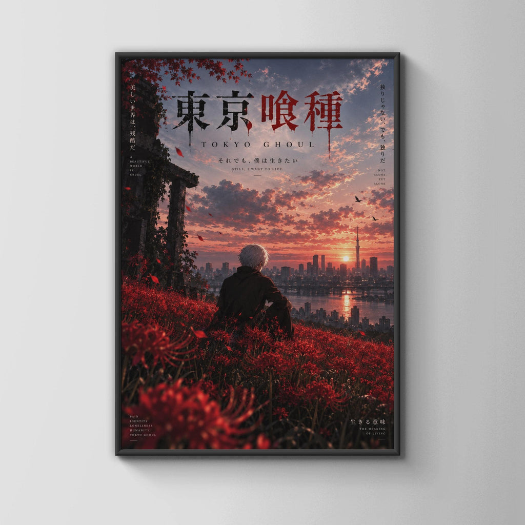 Tokyo Ghoul Kaneki Poster, Anime Wall Art, Red Spider Lily Sunset Print, Japanese
