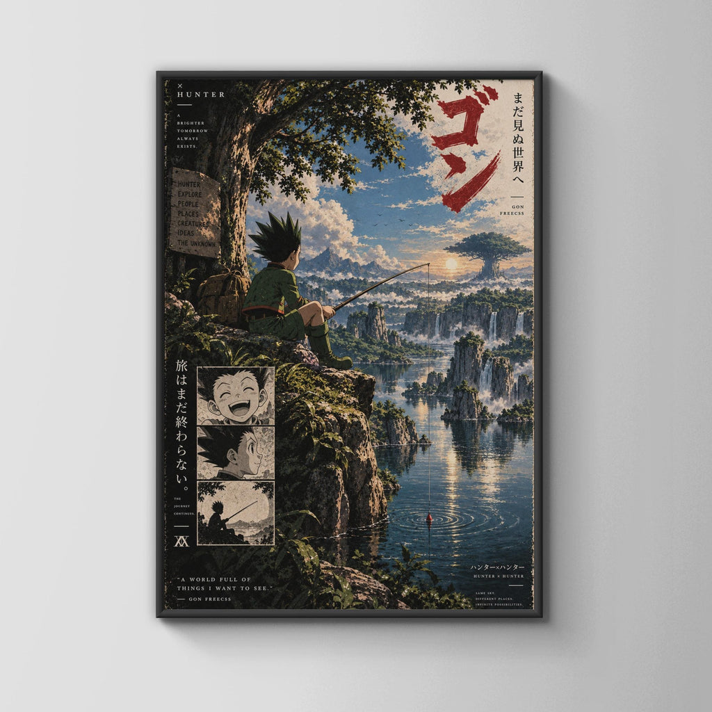 Gon Freecss Fishing Poster, Hunter x Hunter Anime Wall Art, Purple HxH Print
