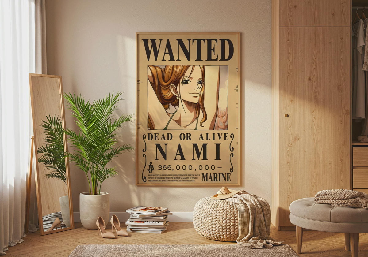 Nami Wanted Poster One Piece Anime Print, Straw Hat Crew Wall Art, Manga Decor
