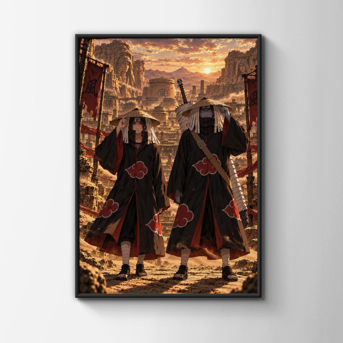 Itachi Kisame Akatsuki Poster, Hidden Sand Village Anime Wall Art, Naruto Print