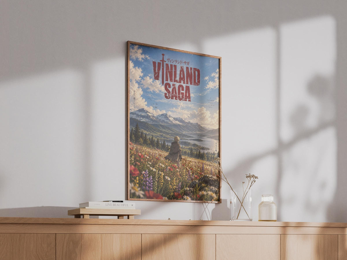 Vinland Saga Thorfinn Poster, Anime Wall Art, Scenic Wildflower Print, Viking
