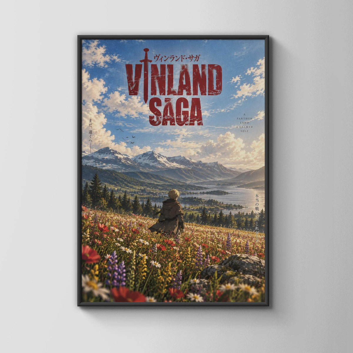 Vinland Saga Thorfinn Poster, Anime Wall Art, Scenic Wildflower Print, Viking