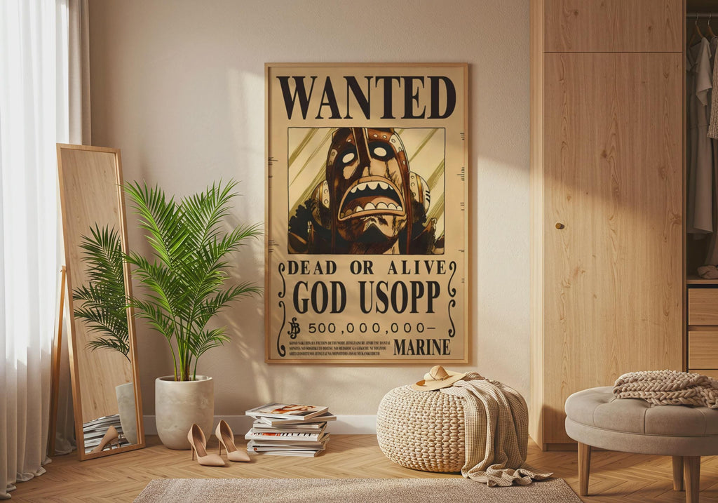 God Usopp Wanted Poster, One Piece Anime Wall Art, Manga Print, Pirate Decor