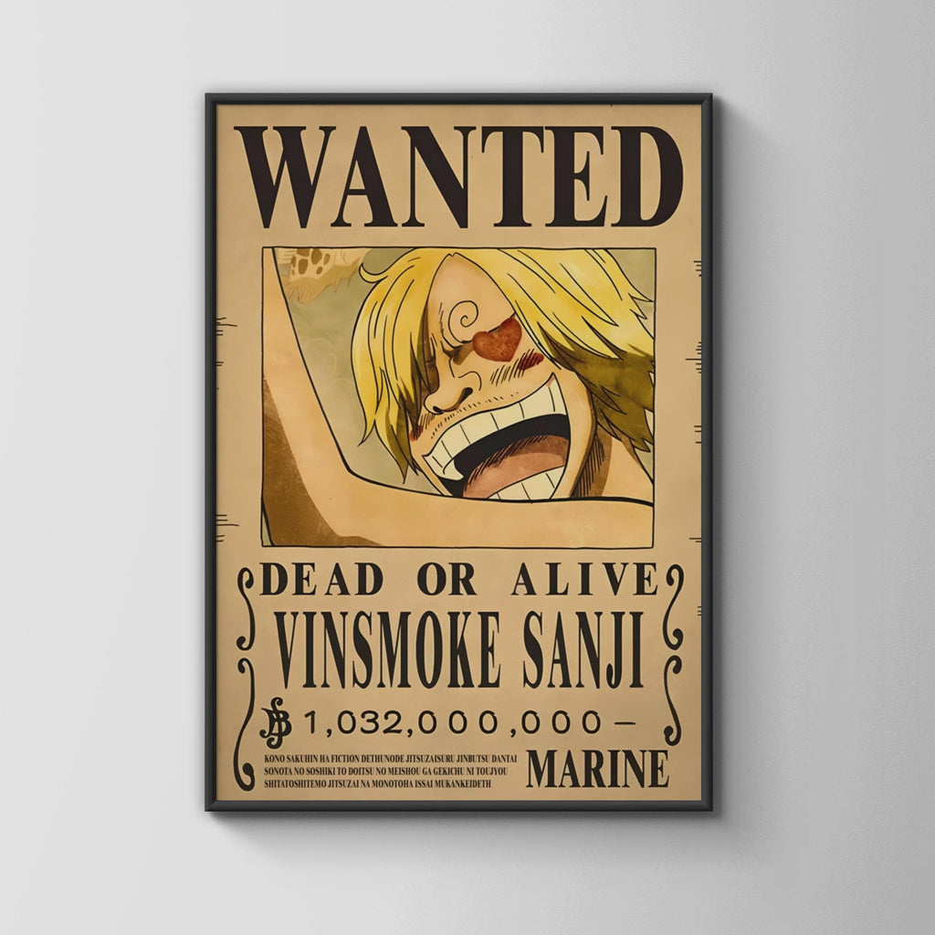 Sanji Wanted Poster Print, Vinsmoke One Piece Anime Wall Art, Manga Fan Gift