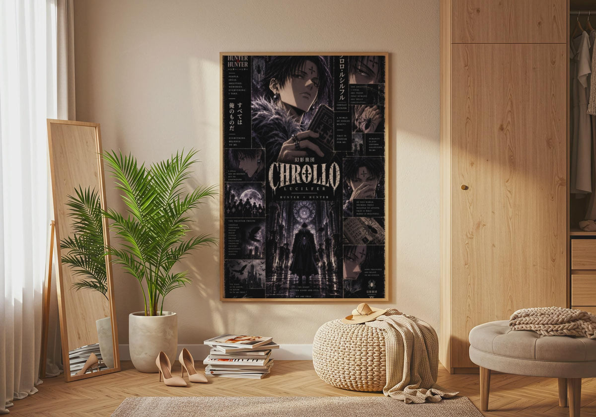 Chrollo Lucilfer Poster, Hunter x Hunter Dark Anime Wall Art, Phantom Troupe Print