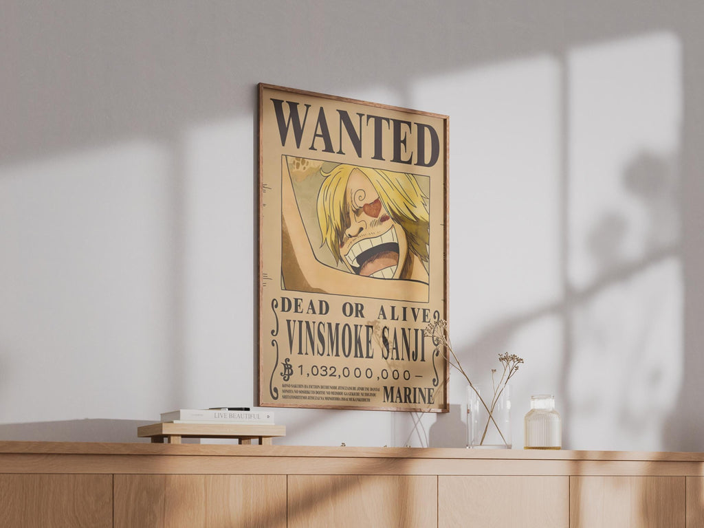 Sanji Wanted Poster Print, Vinsmoke One Piece Anime Wall Art, Manga Fan Gift
