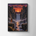 Naruto vs Sasuke Valley of the End Anime Poster, Sunset Waterfall Wall Art Print