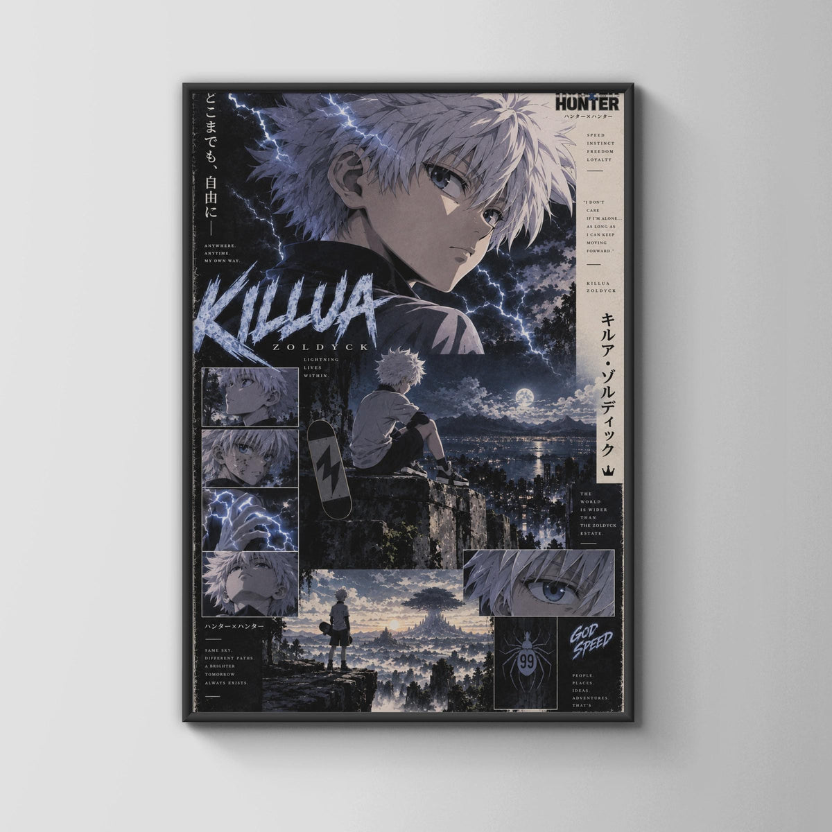 Killua Zoldyck Poster, Hunter x Hunter Wall Art, Anime Print, God Speed
