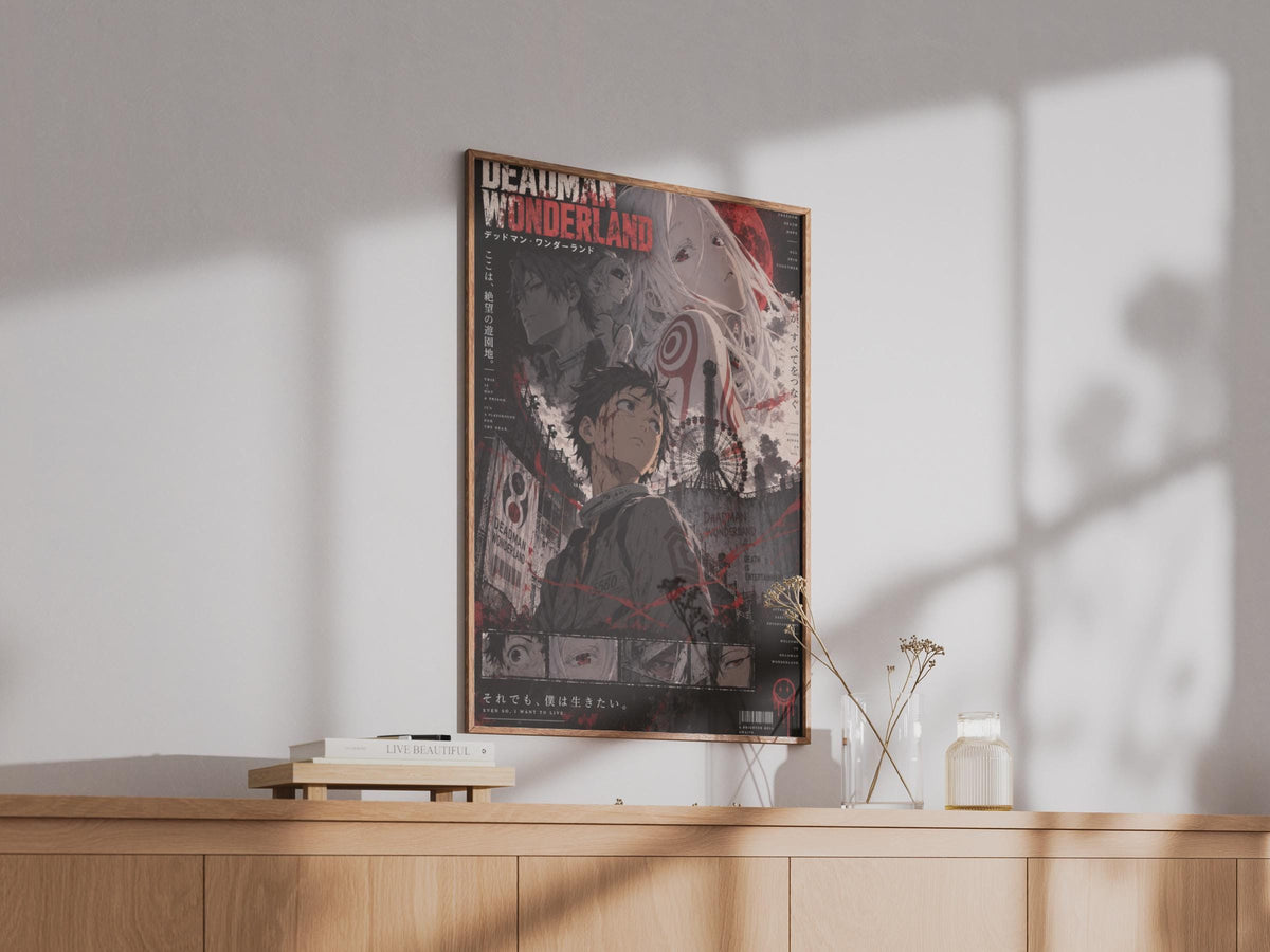 Deadman Wonderland Anime Poster, Dark Purple Red Wall Art, Manga Print Gift
