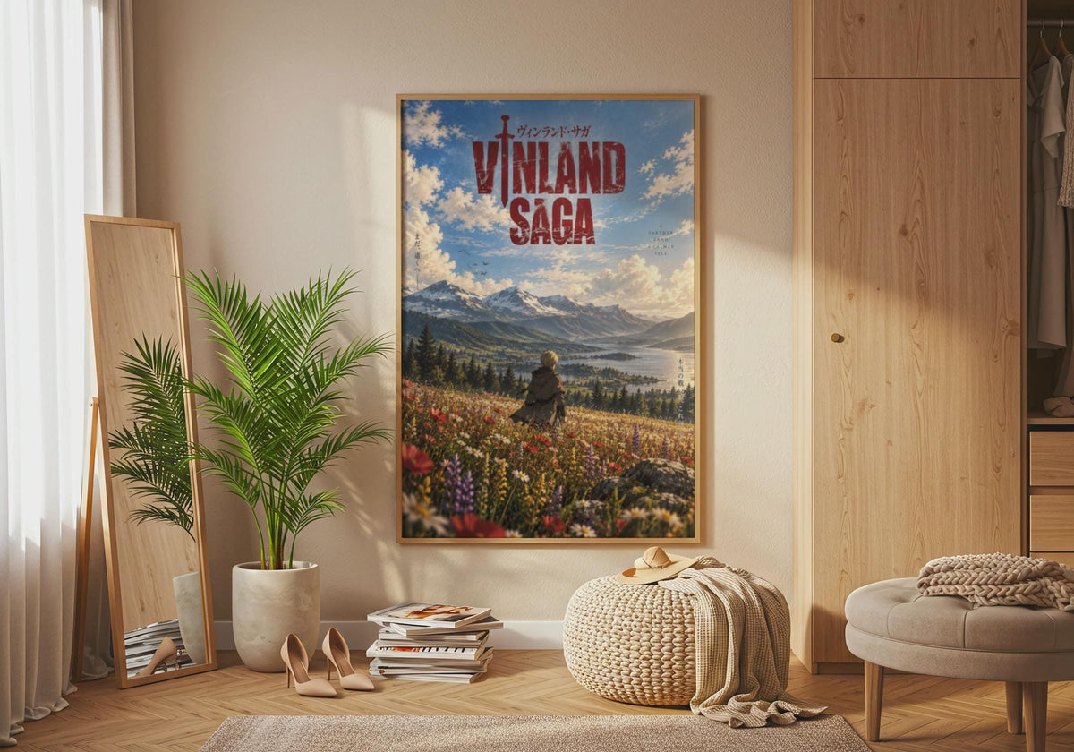Vinland Saga Thorfinn Poster, Anime Wall Art, Scenic Wildflower Print, Viking