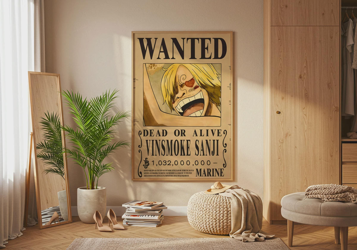 Sanji Wanted Poster Print, Vinsmoke One Piece Anime Wall Art, Manga Fan Gift