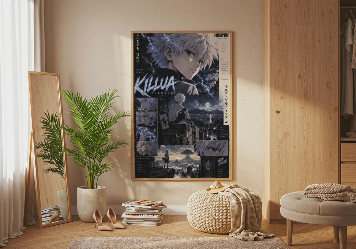 Killua Zoldyck Poster, Hunter x Hunter Wall Art, Anime Print, God Speed