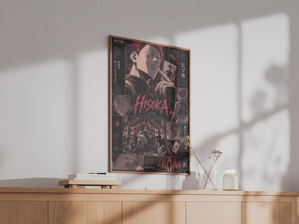 Hisoka Hunter x Hunter Anime Poster, Dark Red Manga Wall Art, Comic Panel Print